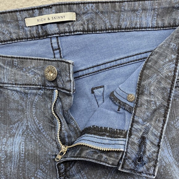 Rich & Skinny Jeans Womens 28 Blue Black Rockstar Skinny Leg Goth Academia Punk - Picture 4 of 14